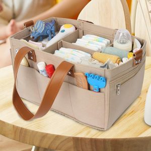 Wlikmjg Felt Large Capacity Baby Travel Storage Bag Baby Diaper Caddy Organizer Baby Diaper Caddy Organizer Portable Nappies Nursery Storage Basket For Diaper