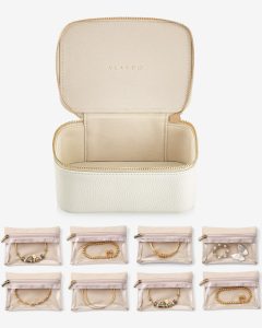 Vlando Small Jewellery Box Organizer Travel Jewelry Storage with 8 Velvet Jewellery Zipper Pockets