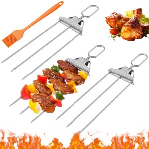 WenYa 3 Way Metal BBQ Skewers for Kebabs