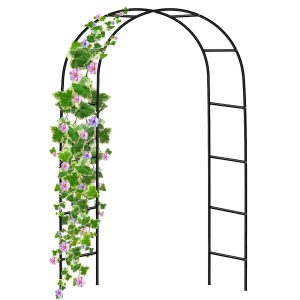Crystals Garden Arch Metal Strong - Garden Archway Decorations Outdoor - Garden Arbour Trellis for Climbing Plants Roses Vegetable Flowers - Dark Green