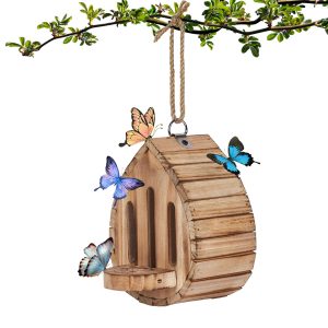 Butterfly House Butterfly Habitat Garden Insect Hotel Bug House Wooden Butterfly Houses with Feeder Hanging Garden Decoration Natural Butterfly Nesting Box for Butterflies Bees Bugs Moths & Lacewings