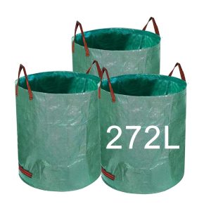 Ysguyyz Durable Garden Waste Bags - Set of 3 Reusable Builders Bags with Heavy-Duty Industrial Fabric and Convenient Handles - Ideal for Green/Garden Waste Disposal (272L)