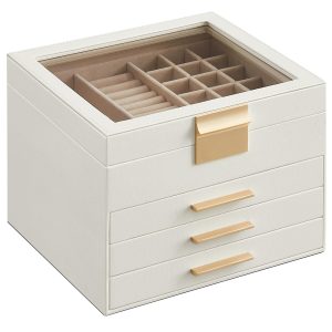 SONGMICS Jewellery Box with Glass Lid