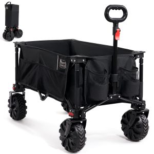 TIMBER RIDGE Festival Trolley Detachable Big Wheels 100kg Capacity Collapsible Folding Wagon for Camping Beach Garden Picnic Shopping