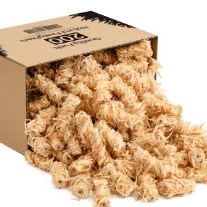 Nottac 200-Natural Fire Lighters for Wood Burners Wood Wool Fire Starters Odourless Wax Coated for Stove Barbecue BBQ Pizza Oven