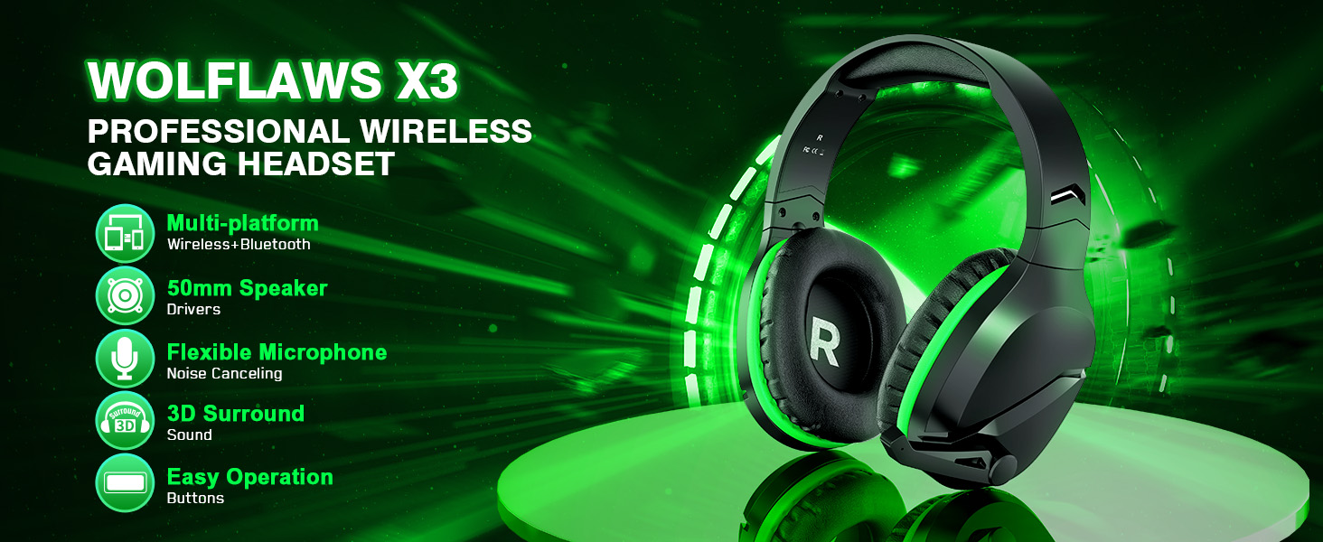 Wireless Gaming Headset for Xbox Series X|S Xbox One PS5 PC Mac Bluetooth Over Ear Gaming Headphones