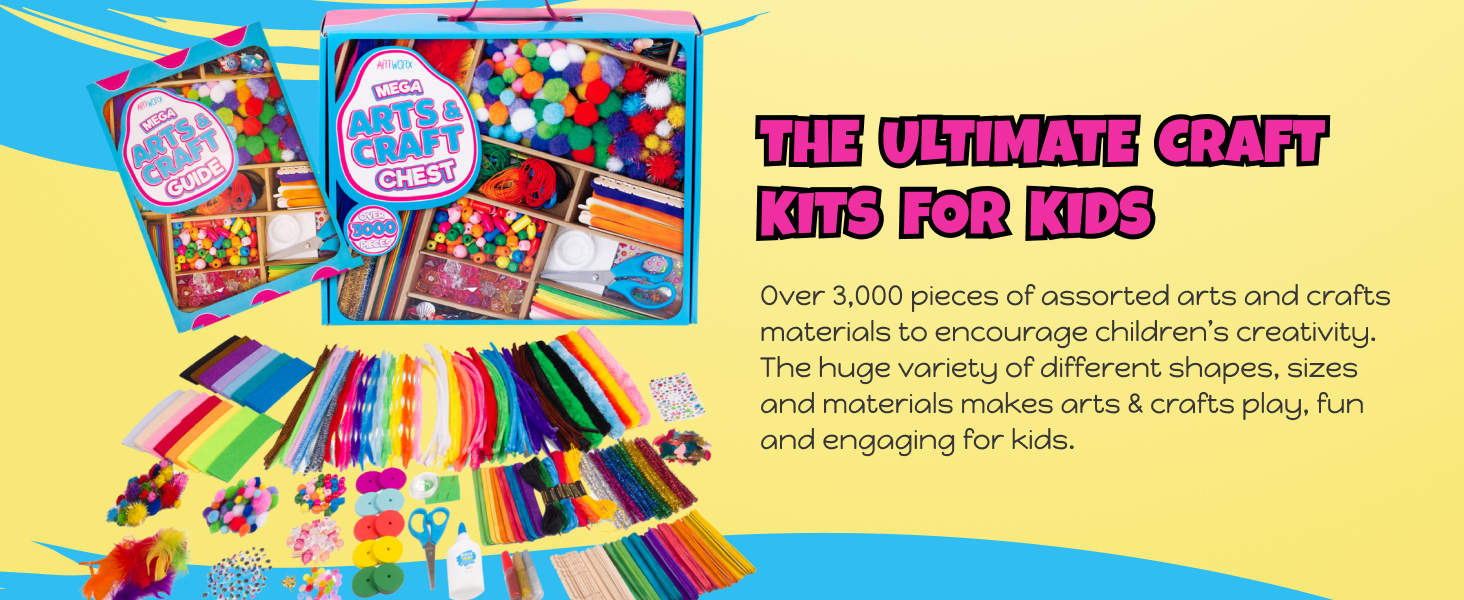 Artworx Mega Arts Crafts Chest over 3000 pieces ages 3 years old kids gift