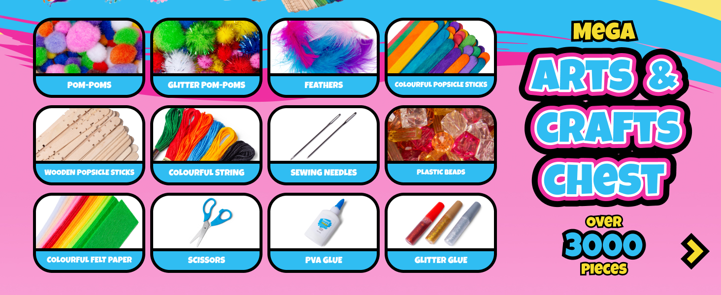 Artworx Mega Arts Crafts Chest over 3000 pieces ages 3 years old kids gift