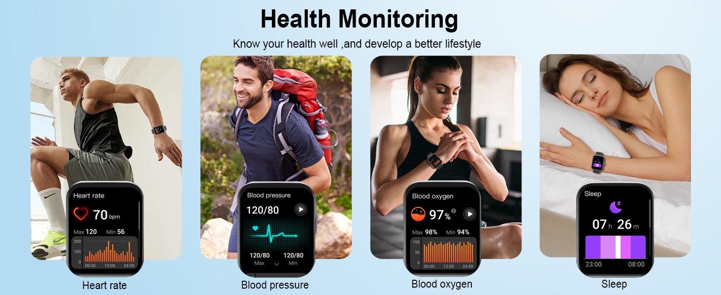 Coucur Smart Watch for Men Women Fitness