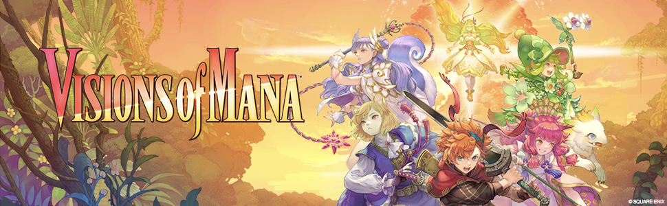Visions of Mana Title, group of characters facing the camera in dynamic action poses