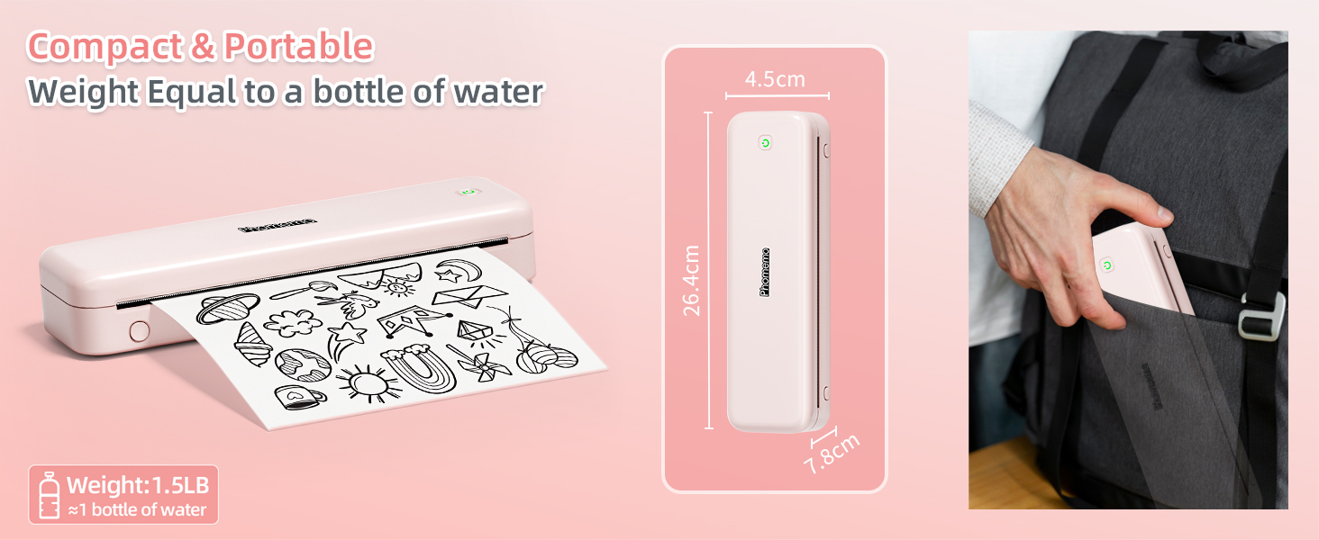 phomemo m834 thermal portable printer a4 bluetooth inkless wireless mobile no ink multifunction