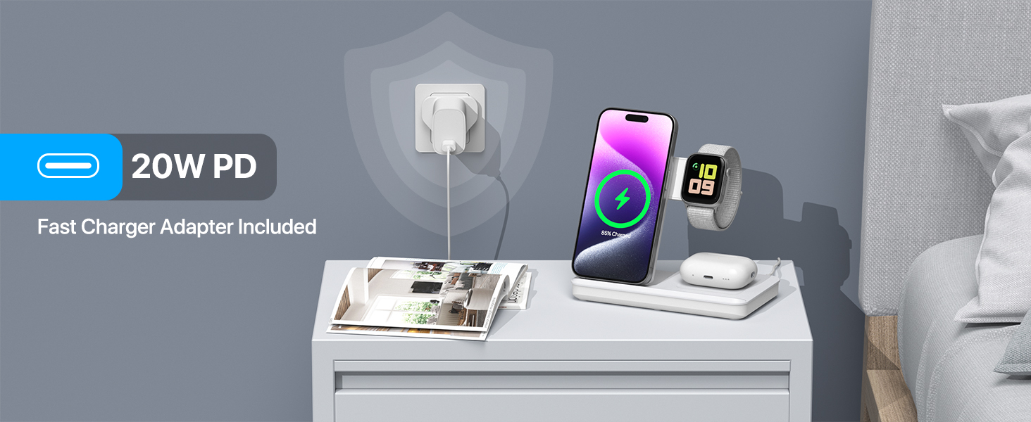 foldable travel wireless charger stand 3 in 1