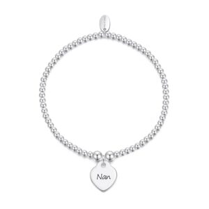 Philip Jones Nan Heart Charm Beaded Stretch Bracele