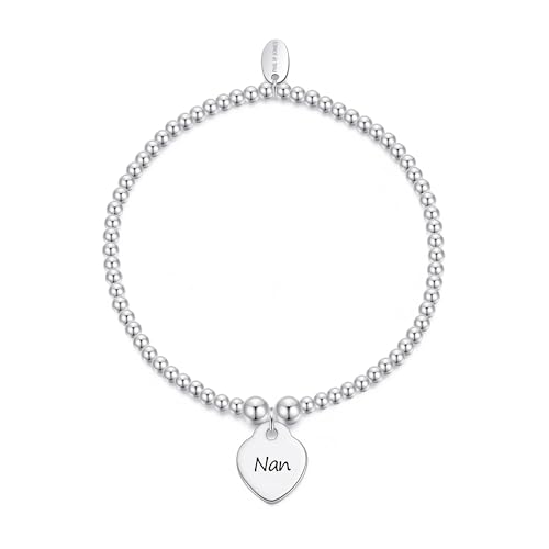 Philip Jones Nan Heart Charm Beaded Stretch Bracele