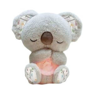Anxiety Bear Relief Koala Breathing Teddy Bear for Anxiety Sleeping Breathing Koala Breathing Stuffed Animal with Music Lights Breathing Calming Relief Plush Gifts for Kids Adults (Gray)