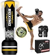 NZQXJXZ Punching Bag 165cm Inflatable Kids Boxing Bag with Boxing Gloves for Practicing MMA Karat...