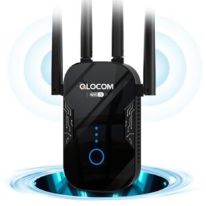QLOCOM 2024 Newest WiFi Booster Range Extender 1200Mbps WiFi Extender Booster Dual Band 5GHz & 2.4GHz Wireless Internet Booster/Hotspot with 2800 SQ