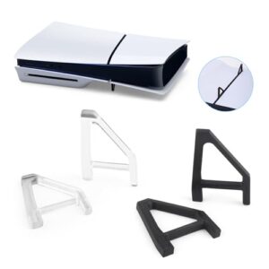 4Pcs for PS5 Slim Stand Console for PS5 Slim Horizontal Stand Bracket Holder Flat Base Compatible with Sony PlayStation 5 Slim Disc Edition Accessories (Transparent and Gray)