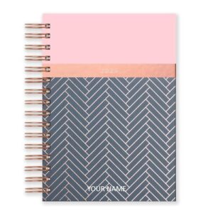 2025 Diary from Matilda Myres - A5 Day a Page - Rose Gold Wiro Bound - January to December Planner - Hardback Covers - Personalised Version - Pink