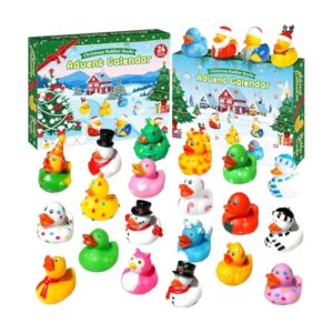Rubber Duck Advent Calendar 2024 | 24 Large Cute Bath Rubber Ducks | Collectible Duck Bath Toy Christmas Countdown Advent Calendar Ornaments