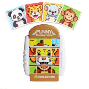 Sanfant 16 Pcs Rotating Puzzles for 2 3 4 5 6 Year Olds Toddlers- Portable Travel Toys for Toddlers on Plane