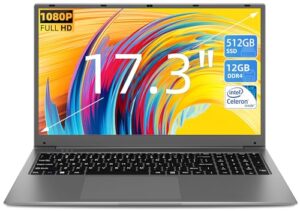 Naclud 17.3" Laptop 12GB RAM 512GB SSD Storage(TF Card 512GB)