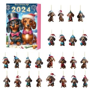 Christmas Dachshund Advent Calendar | 24 Days Christmas Countdown Calendar With 24 Dog Pendants| Christmas Vacation Advent Calendar 2024 | Christmas Present For Kids Adults