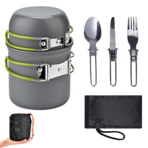 Camping Cookware Mess Kit Backpacking Pot Gear Camping Cooking Pots and Pans Set Camp Kitchen Equipment Accessories
