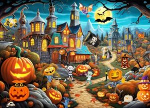 Halloween Puzzles 1000 Pieces for Adults jigsaw puzzles for adults 1000 Piece Puzzle Educational Games-Halloween Village-Home Decoration Puzzle