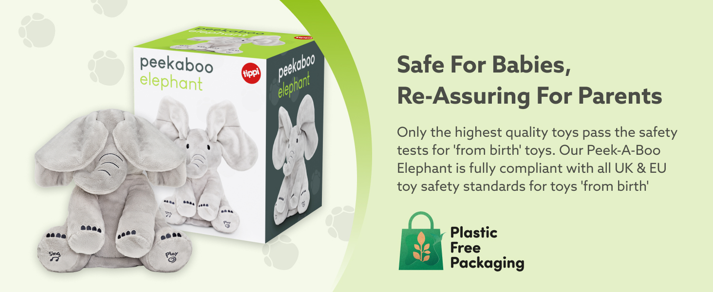 PeekaBoo Elephant flappy large talking bear presents gifts plush birthday 1 year old age aged 9 6 18