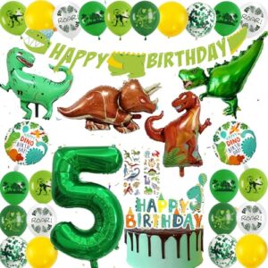 Dinosaur 5th Birthday Party Decorations - 46 Pieces Dino Balloons Set for Boys