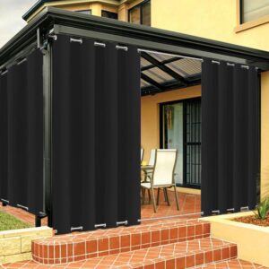 FicaRico Weighted Windproof Outdoor Curtains for Patio with Grommets On Top and Bottom