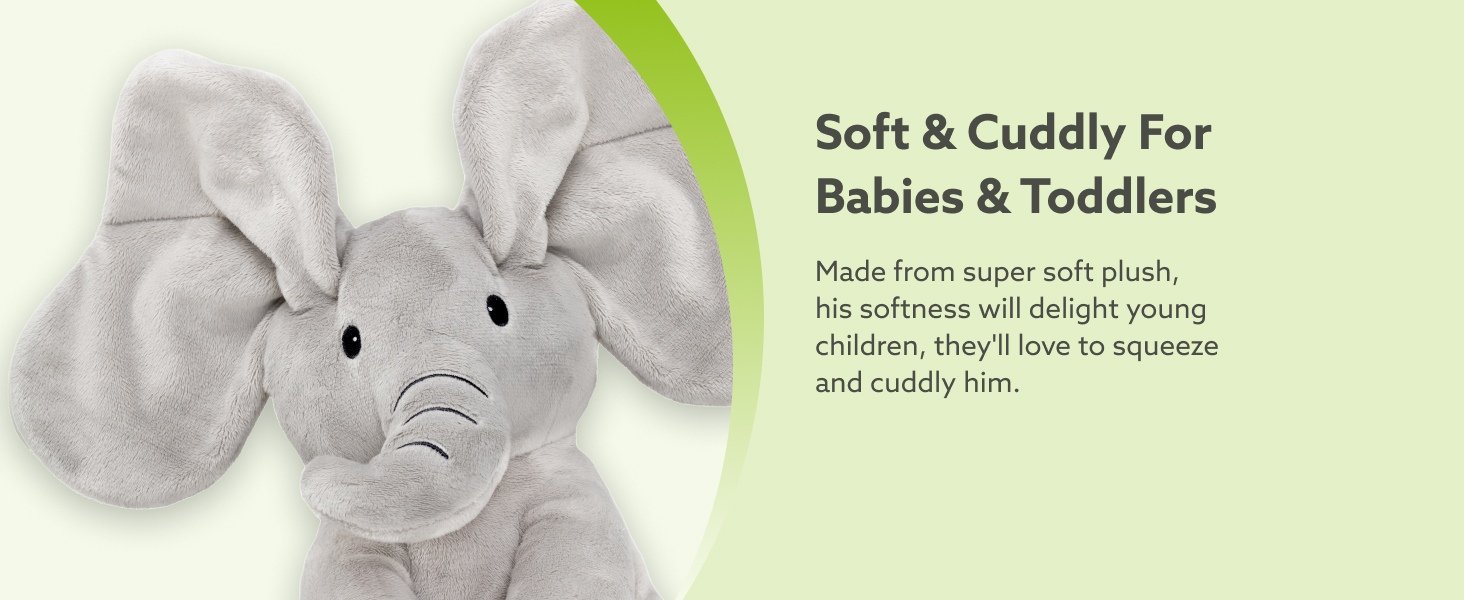 PeekaBoo Elephant flappy large talking bear presents gifts plush birthday 1 year old age aged 9 6 18