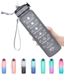 MEITAGIE 1 litre Motivational Sports Water Bottle with Straw & Time Maker