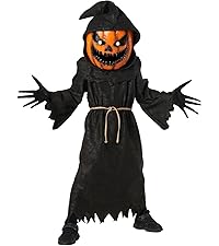 Pumpkin Grim Reaper Costume Kids, Boys and Girls Halloween Scary Costume, Boys Grim Reaper Costume