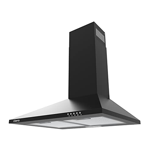 CIARRA CAB6201A Cooker Hood Black Chimney Range Hood 600mm Recirculating Duct Kitchen Ventilation Extractor Fan            [Energy Class A]