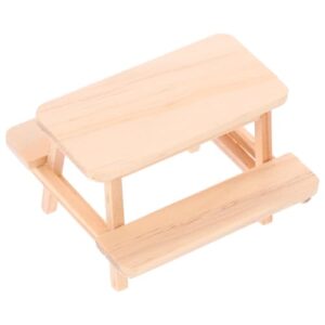 DIKACA Miniature Dollhouse Picnic Table Furniture Accessory Realistic Doll House Prop Dollhouse Mini Dining Table for Dolls House Restaurant and Outdoor Scene Deco