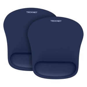 TECKNET Mouse Mat 2 Pack with Memory Foam Rest -Non-slip Rubber base- Special-Textured Water-Resistant Surface