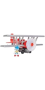 Sonic The Hedgehog Tornado Biplane Playset by JAKKS Pacific, includes 6cm Sonic Action Figure, Sp...
