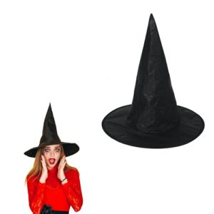 Lizzy 1 x Adult’s Black Witch Hat | Black Pointed Wizard Hat
