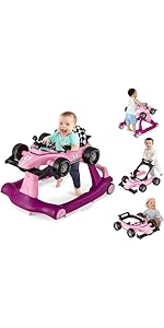 Maxmass Baby Walker, 4 in 1 Infant Sit-to-Stand Walker with Adjustable Height & Speed, Lockable R...