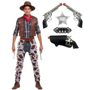 Adult Men’s Cowboy Fancy Dress & Sheriff Set – Complete Costume with Hat