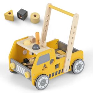 GYMAX Wooden Baby Walker