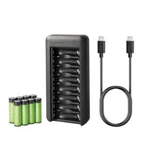 Amazon Basics Rechargeable AA NiMh Batteries with 8-Bay Battery Charger
