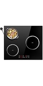 3 Zones Induction Hob, 60cm Built-in Electric Hob with Touch Control, Nefaracy 2800W Induction Co...