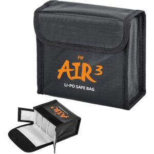 CERFFOOL Battery Safe Bag for DJI Air 3S 3 Explosion-Proof Radiation-Proof Fireproof Lithium Battery Storage Protective Bag for Drone Accessories (for 3 Batteries)