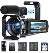5K Video Camera 56MP Dual Lens Camcorder WiFi IR Night Vision Vlogging Camera for YouTube 16X Dig...