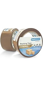Rapesco 1696 Strong Packing Tape 50mm x 60m, Brown, Pack of 2