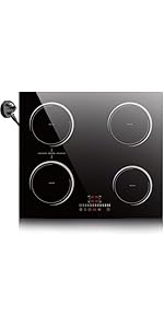 Induction Hob 60cm, Nefaracy 4 Zone Electric Hob 2800W, Built-in Induction Cooker with Extended Z...