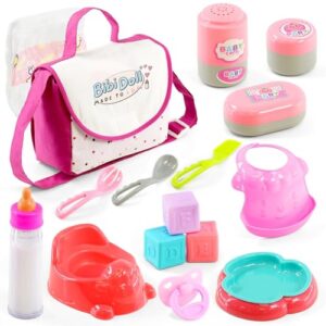 BiBi Doll Baby Doll Changing Bag And Accessories - Baby Doll Nappies Baby Doll Feeding Set Magic Milk Bottle For Dolls Doll Care Set Baby Doll Dummy Doll Potty Doll Bib - Baby Doll Accessories